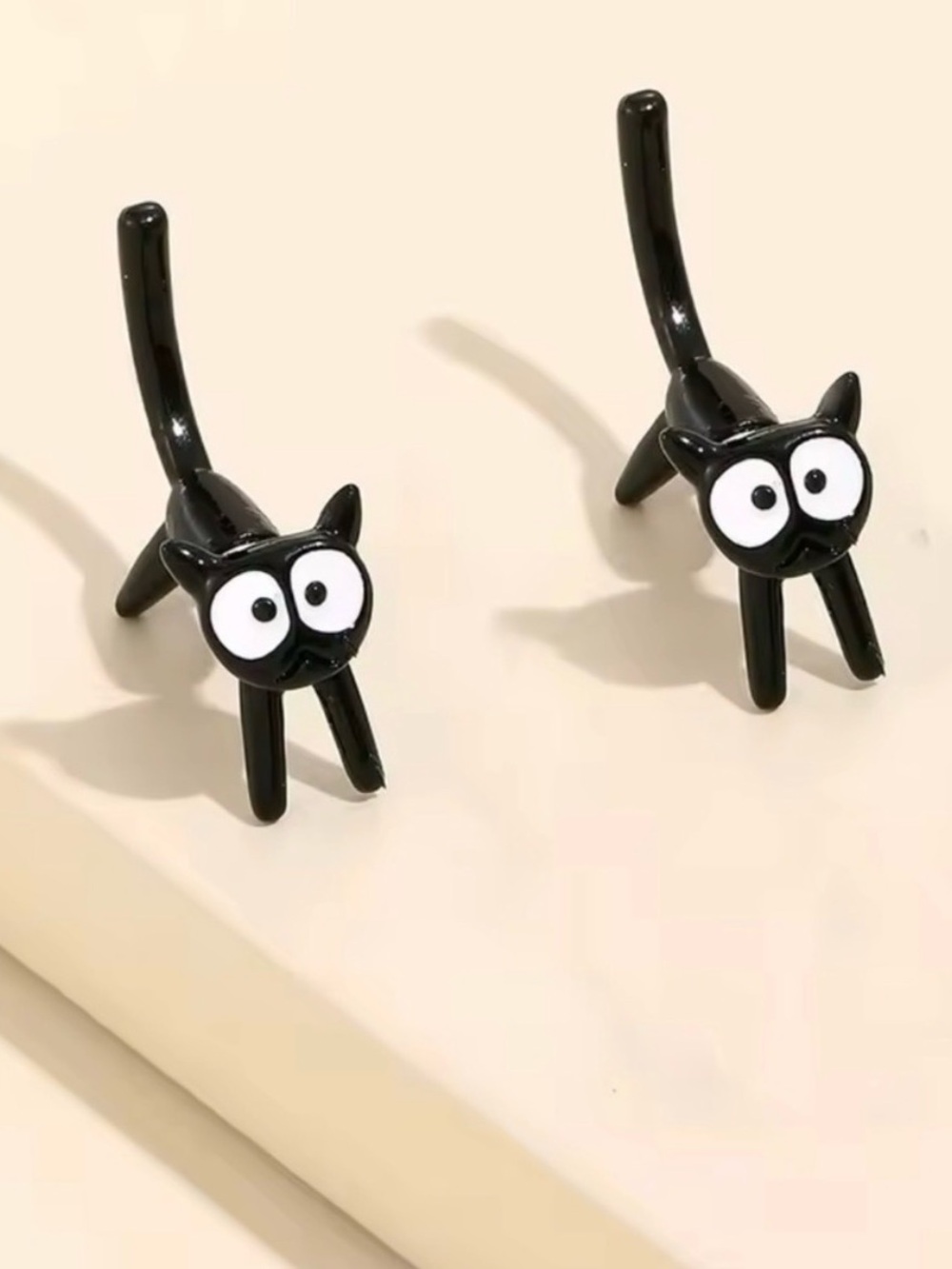 Playful Black Cat Stud Earrings - Picture 5 of 6